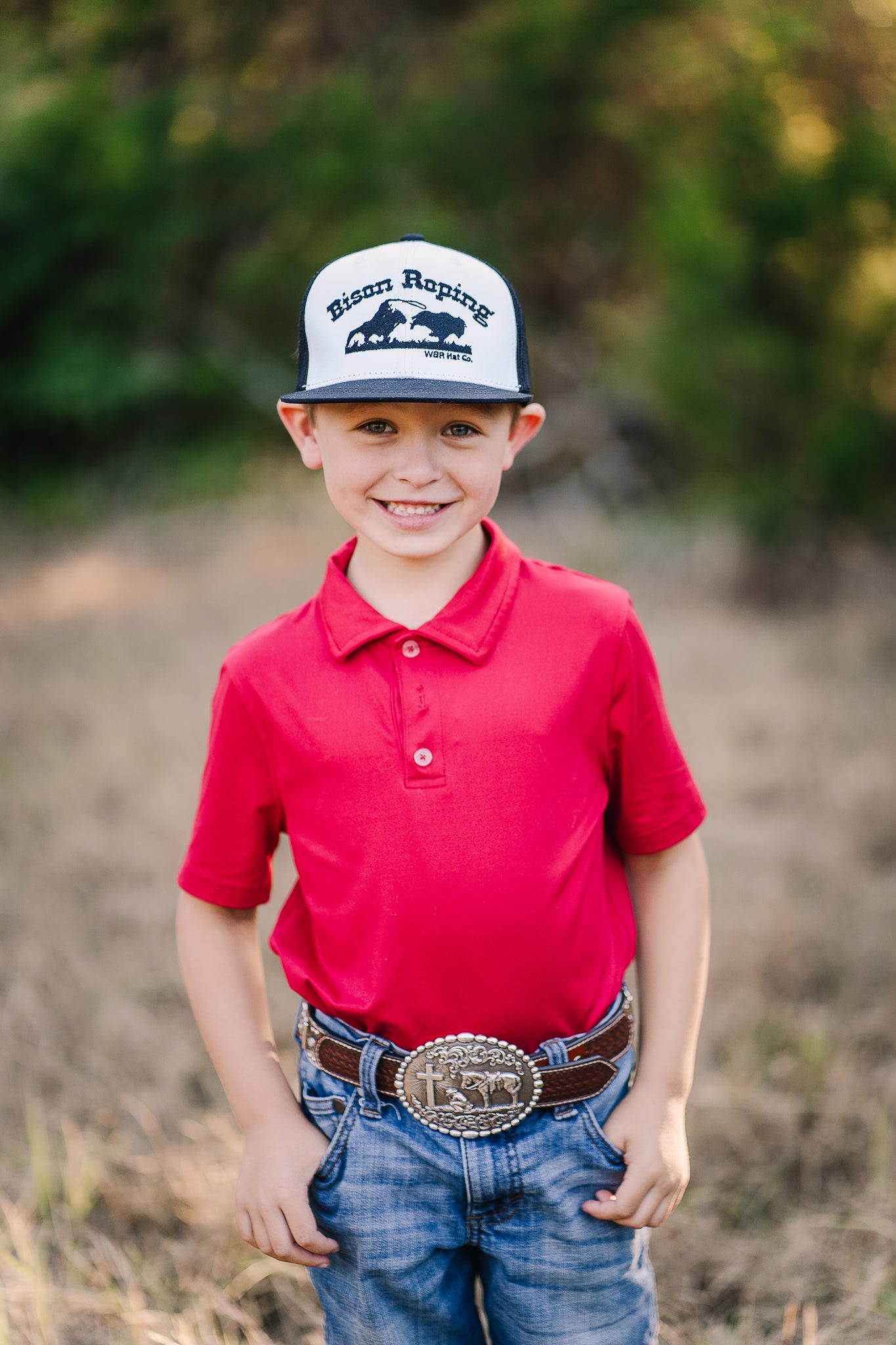 Youth - Bison Roping Black/White Snapback